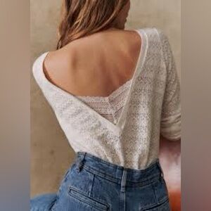 Sezane Cream Off-Shoulder Sweater